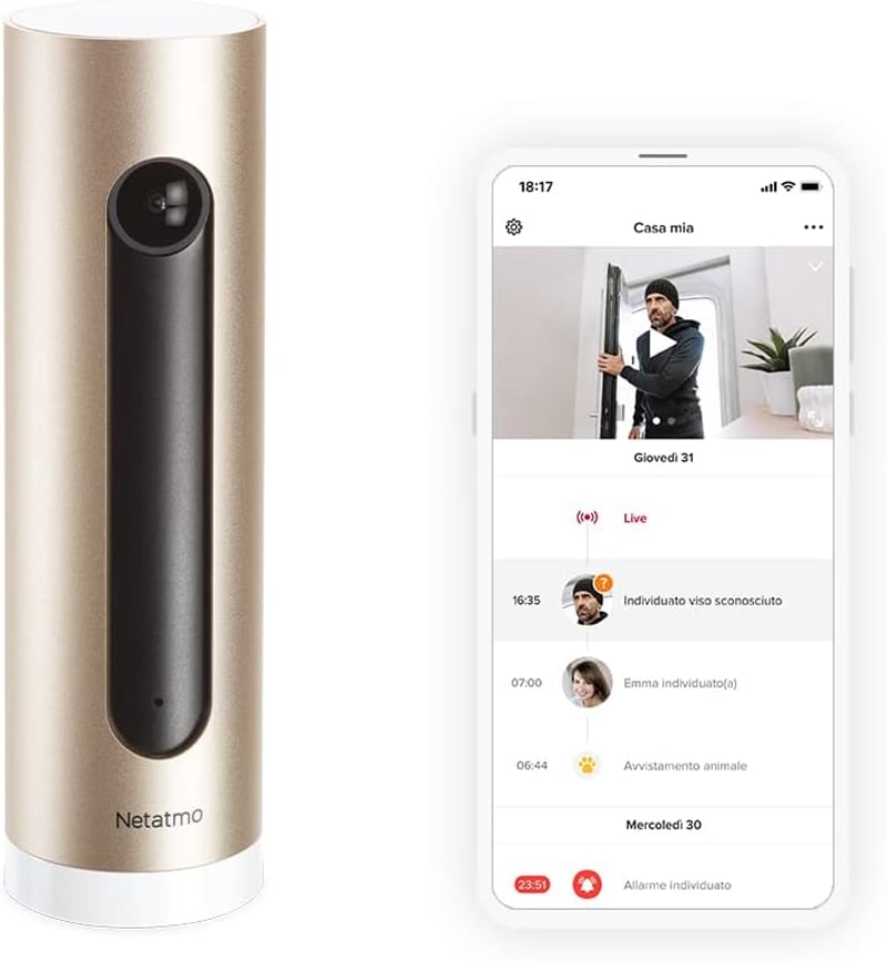 Netatmo Welcome Smart Beltéri Biztonsági Kamera WiFi 1080p Mozgásérzékelő Éjjellátó Arany Előfizetés Nélkül