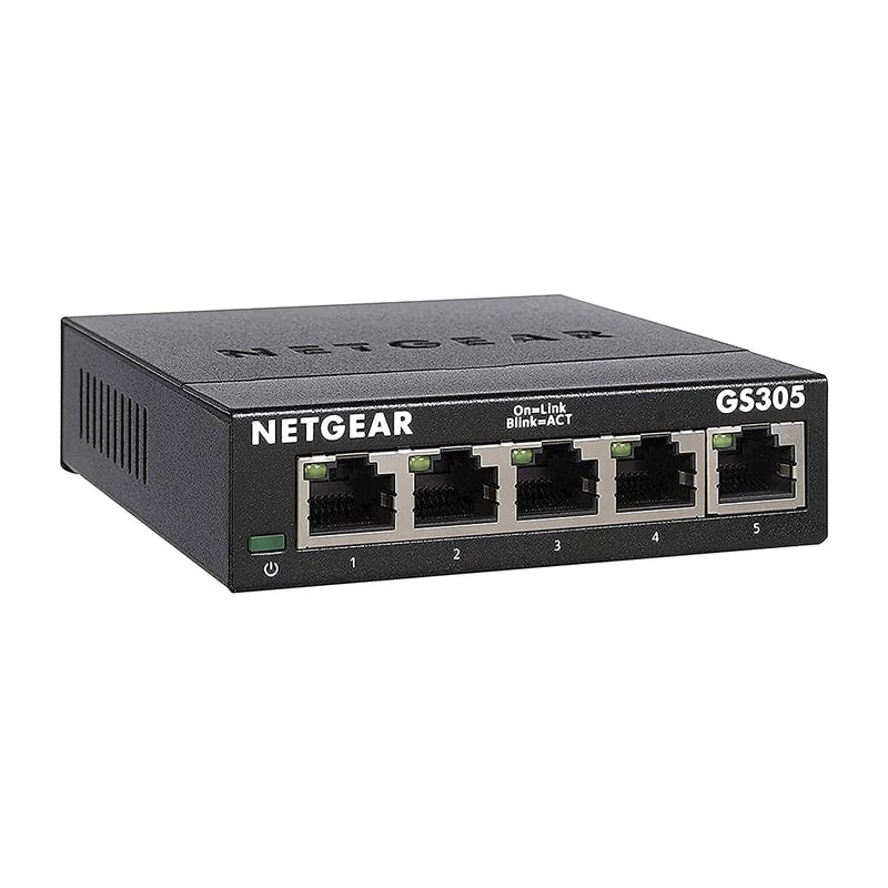 NETGEAR GS305 5-portový gigabitový switch – bez ventilátora, kovové vyhotovenie – čierny