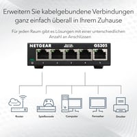 NETGEAR GS305 5-portový gigabitový switch – bez ventilátora, kovové vyhotovenie – čierny 2