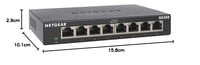 NETGEAR GS308 8-portový gigabitový sieťový switch – nespravovaný ethernetový prepínač, tichá prevádzka, možnosť montáže na stôl alebo na stenu, čierny 8