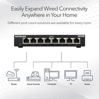 NETGEAR GS308 8-portový gigabitový sieťový switch – nespravovaný ethernetový prepínač, tichá prevádzka, možnosť montáže na stôl alebo na stenu, čierny 2