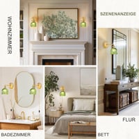 NETHCUEL Vintage zidna lampa s utikačem i prekidačem, zlatna zidna svjetiljka sa zelenim staklom u obliku tulipana, podesiva za 180°, za spavaću sobu, bez žarulje 2