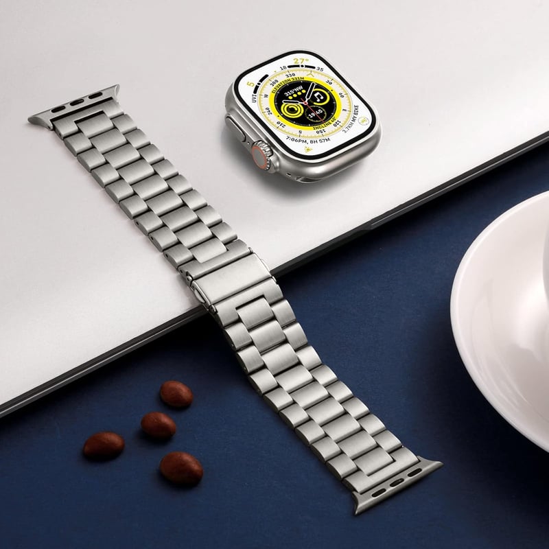Netolo 24mm Fém Szíj Apple Watch Ultra 2/3 49mm Rozsdamentes Acél Csere Szíj - Ultra 49 mm, titanium