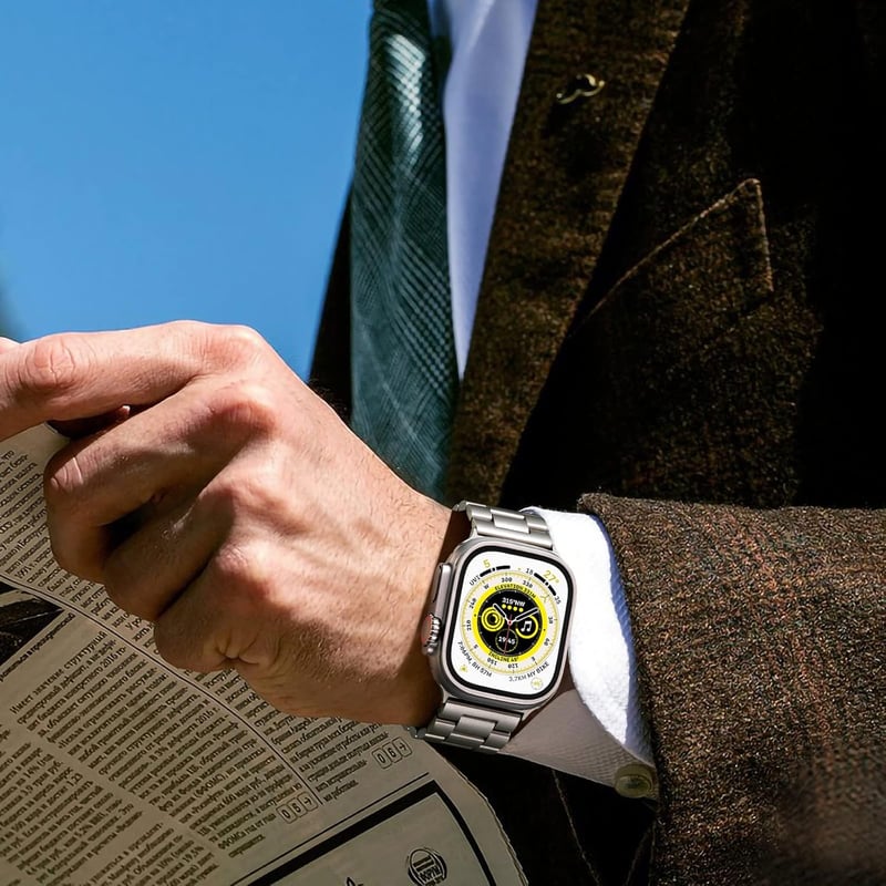 Netolo 24mm Fém Szíj Apple Watch Ultra 2/3 49mm Rozsdamentes Acél Csere Szíj - Ultra 49 mm, titanium