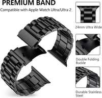 Netolo 24mm Fém Szíj Apple Watch Ultra 3 49mm Rozsdamentes Acél Fekete - Ultra 49 mm, black 2