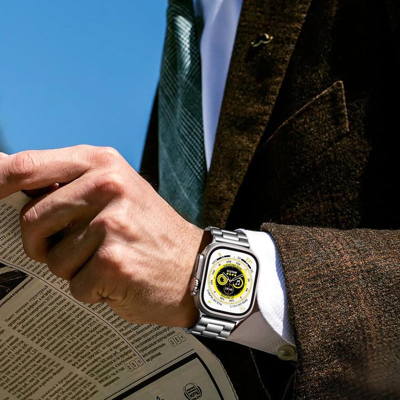 Netolo 24mm Fém Szíj Apple Watch Ultra 3 49mm Rozsdamentes Acél Csere - Ultra 49 mm, silver