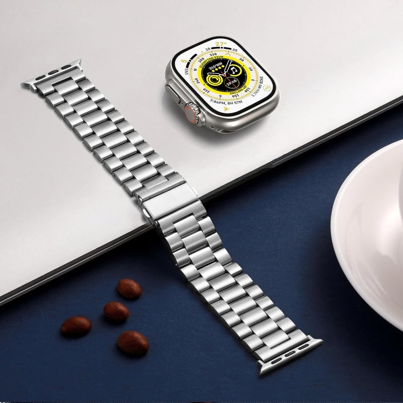 Netolo 24mm Fém Szíj Apple Watch Ultra 3 49mm Rozsdamentes Acél Csere - Ultra 49 mm, silver