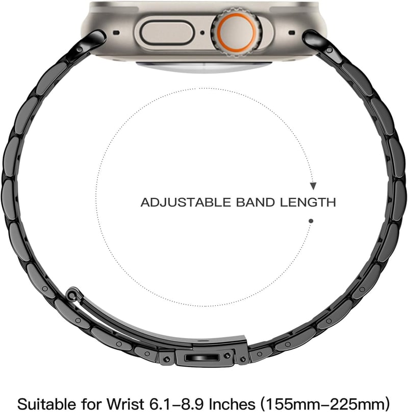 Netolo 24mm Fém Szíj Apple Watch Ultra 3 49mm Rozsdamentes Acél Fekete - Ultra 49 mm, black