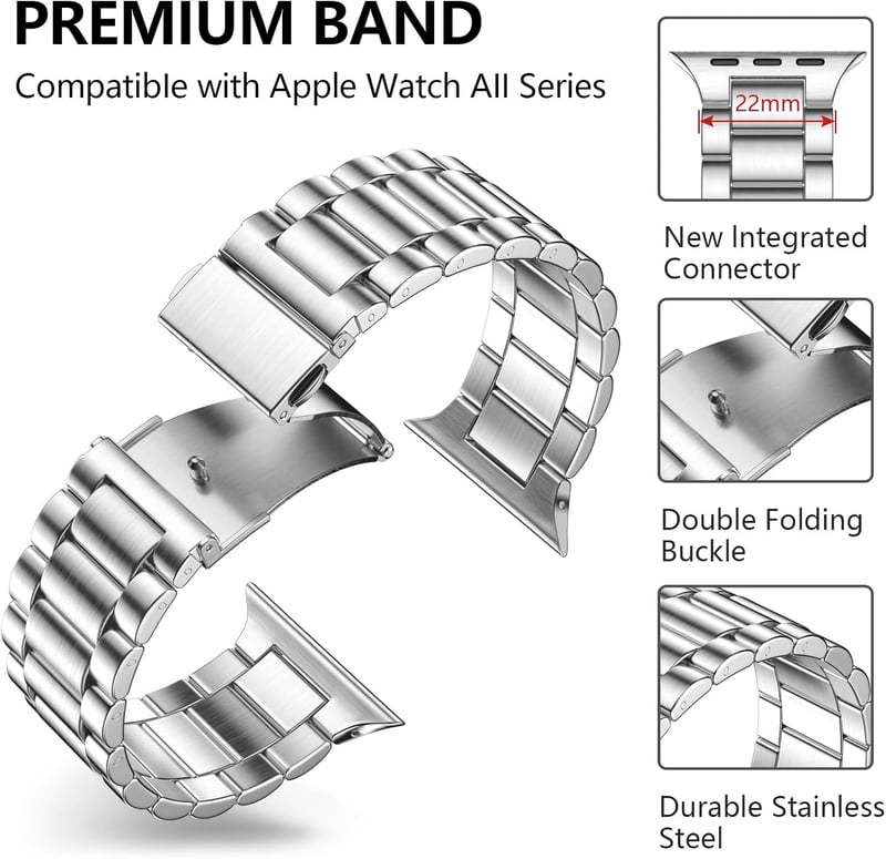 Netolo Fém Óraszíj Apple Watch 38 40 41 42 mm Rozsdamentes Acél - 38mm/40mm/41mm, silver