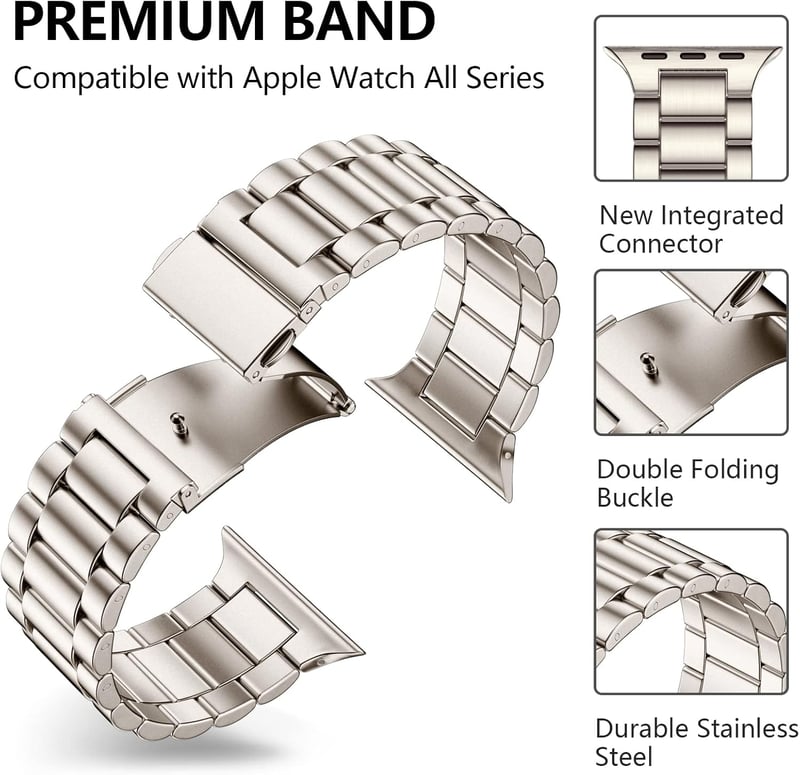 Netolo Fém Óraszíj Apple Watch 38-42mm Rozsdamentes Acél Csere Szíj - 38mm/40mm/41mm, Polar star