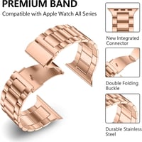Netolo fém szíj Apple Watch 42 44 45 46 49 mm rozsdamentes acél csere szíj - 42mm/44mm/45mm/49mm, Rose gold 2