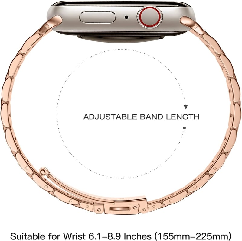 Netolo fém szíj Apple Watch 42 44 45 46 49 mm rozsdamentes acél csere szíj - 42mm/44mm/45mm/49mm, Rose gold