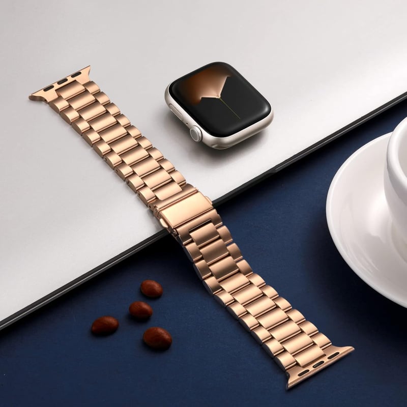 Netolo fém szíj Apple Watch 42 44 45 46 49 mm rozsdamentes acél csere szíj - 42mm/44mm/45mm/49mm, Rose gold