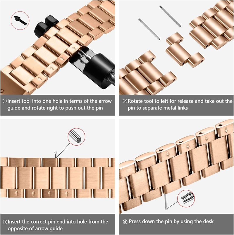 Netolo fém szíj Apple Watch 42 44 45 46 49 mm rozsdamentes acél csere szíj - 42mm/44mm/45mm/49mm, Rose gold