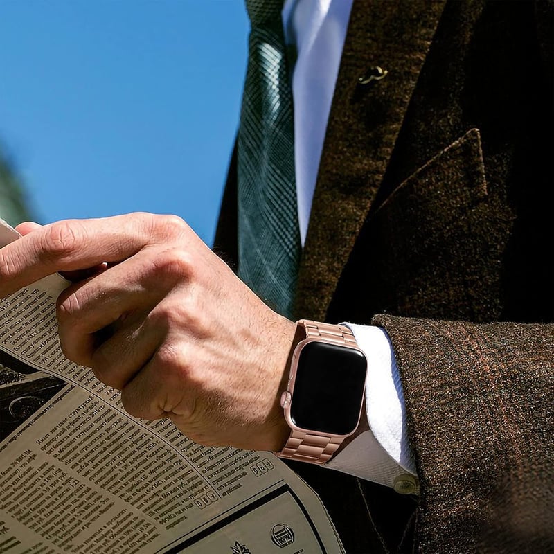 Netolo fém szíj Apple Watch 42 44 45 46 49 mm rozsdamentes acél csere szíj - 42mm/44mm/45mm/49mm, Rose gold