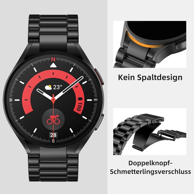 Netolo Galaxy Watch szíj 40mm 44mm rozsdamentes acél gyorscserés - black