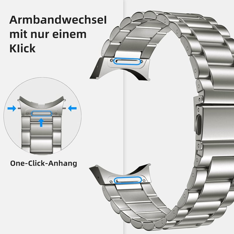 Netolo Gyorscserés Fém Szíj Samsung Galaxy Watch 7 6 5 4 Okosórához 40/44mm - titanium