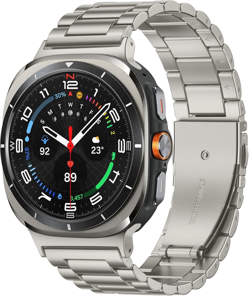 Netolo.inc Extra hosszú rozsdamentes acél óraszíj fekete Samsung Galaxy Watch Ultra 47 mm és Galaxy Watch 7 Ultra 47 mm készülékhez, nem Gal