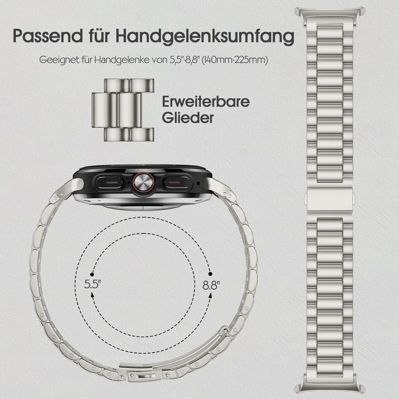 Netolo.inc Extra hosszú rozsdamentes acél óraszíj fekete Samsung Galaxy Watch Ultra 47 mm és Galaxy Watch 7 Ultra 47 mm készülékhez, nem Gal