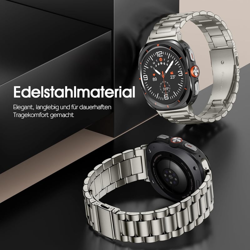 Netolo.inc Extra hosszú rozsdamentes acél óraszíj fekete Samsung Galaxy Watch Ultra 47 mm és Galaxy Watch 7 Ultra 47 mm készülékhez, nem Gal