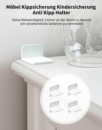 NETONDA Bútor Dőlésgátló Gyerekbiztonsági Készlet - 4 db Fehér Műanyag Rögzítő Elem Szekrényekhez, Fúrás Nélküli Bababiztonsági Megoldás 2