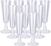 NETONDA Ezüst Csillogású Pezsgőspohár Szett - 25 db Mosogatógépben Mosható Műanyag Pohár 160ml - Esküvői Rendezvény Parti Kellék 1