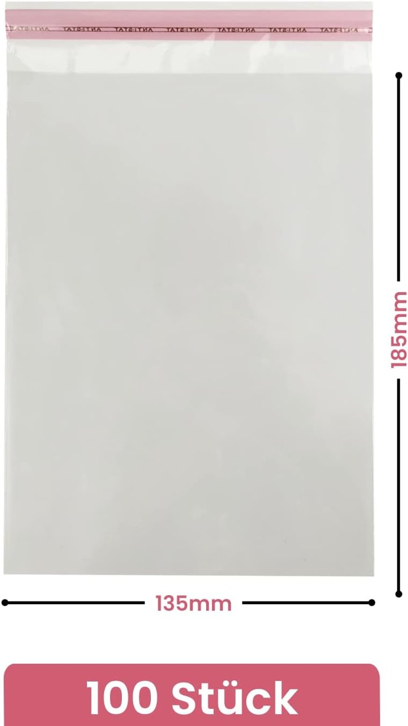 Netuno 100db Öntapadós Átlátszó Tasak 13,5x18,5cm - Polipropilén Csomagolózacskó Dokumentumokhoz, Ékszerekhez, Ruhákhoz - Öntapadó Fóliatasa