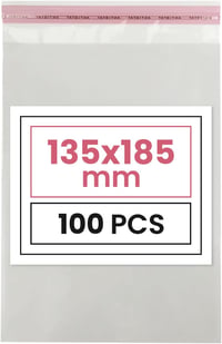 Netuno 100db Öntapadós Átlátszó Tasak 13,5x18,5cm - Polipropilén Csomagolózacskó Dokumentumokhoz, Ékszerekhez, Ruhákhoz - Öntapadó Fóliatasa 1