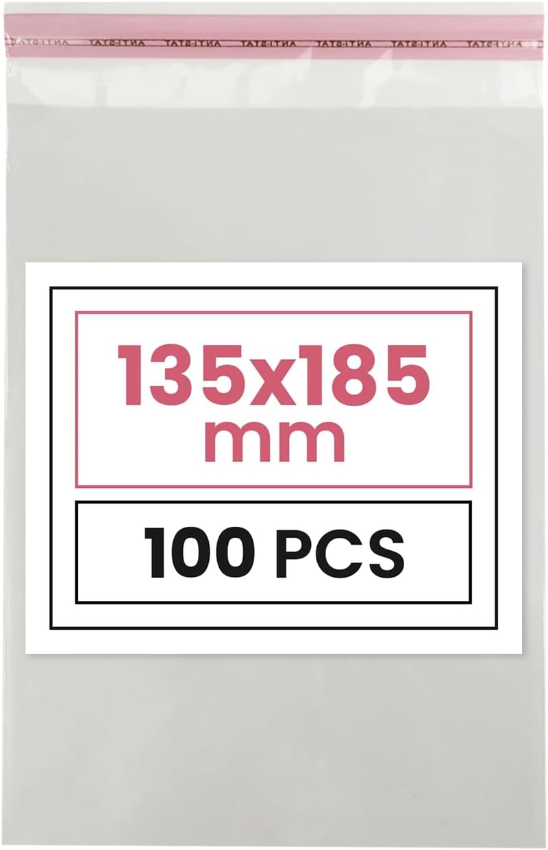 Netuno 100db Öntapadós Átlátszó Tasak 13,5x18,5cm - Polipropilén Csomagolózacskó Dokumentumokhoz, Ékszerekhez, Ruhákhoz - Öntapadó Fóliatasa