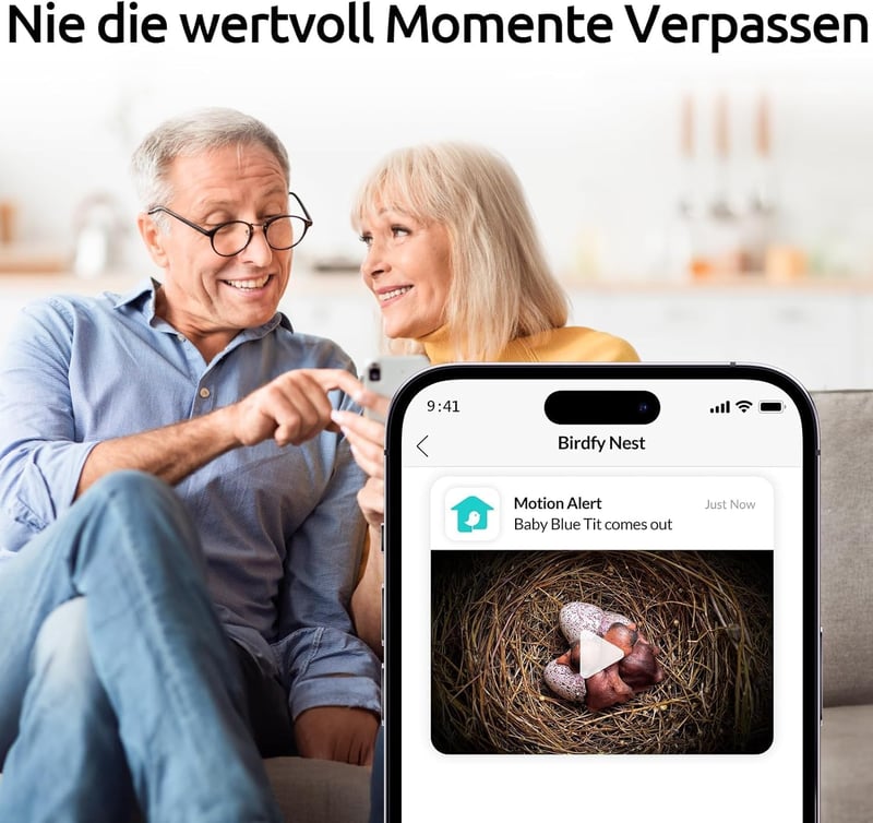NETVUE Madárház Duál Kamerás 1080P Bambusz Fészekfigyelo Napelemes Valós Idejű Megfigyeléshez
