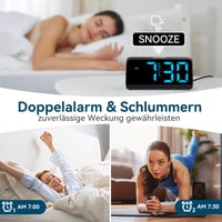 Netzu Glasan digitalni budilnik za one koji čvrsto spavaju, s LED zaslonom, dvostrukim alarmom, 5 razina svjetline, 4 razine glasnoće, memorijom isključivanja, za djecu i starije osobe 3
