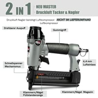 NEU MASTER Pneumatická klincovačka a sponkovačka 2 v 1 s kufríkom, 800 klincov a 200 spôn, do dielne a domácnosti 2
