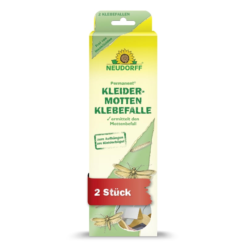 Capcană adezivă pentru molia hainelor Neudorff Permanent - Prinde eficient moliile în dulap și în cameră, acțiune timp de 3 luni, inodoră, fără insecticide, 2 bucăți