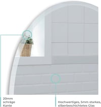 Neue Design Ovális Fürdőszobai Tükör - Modern Stílusú Fali Tükör Csiszolt Szegéllyel, 70x50 cm, Keret Nélküli Üveg Kivitel, Álló Formátum 4
