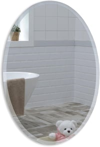 Neue Design Ovális Fürdőszobai Tükör - Modern Stílusú Fali Tükör Csiszolt Szegéllyel, 70x50 cm, Keret Nélküli Üveg Kivitel, Álló Formátum 1