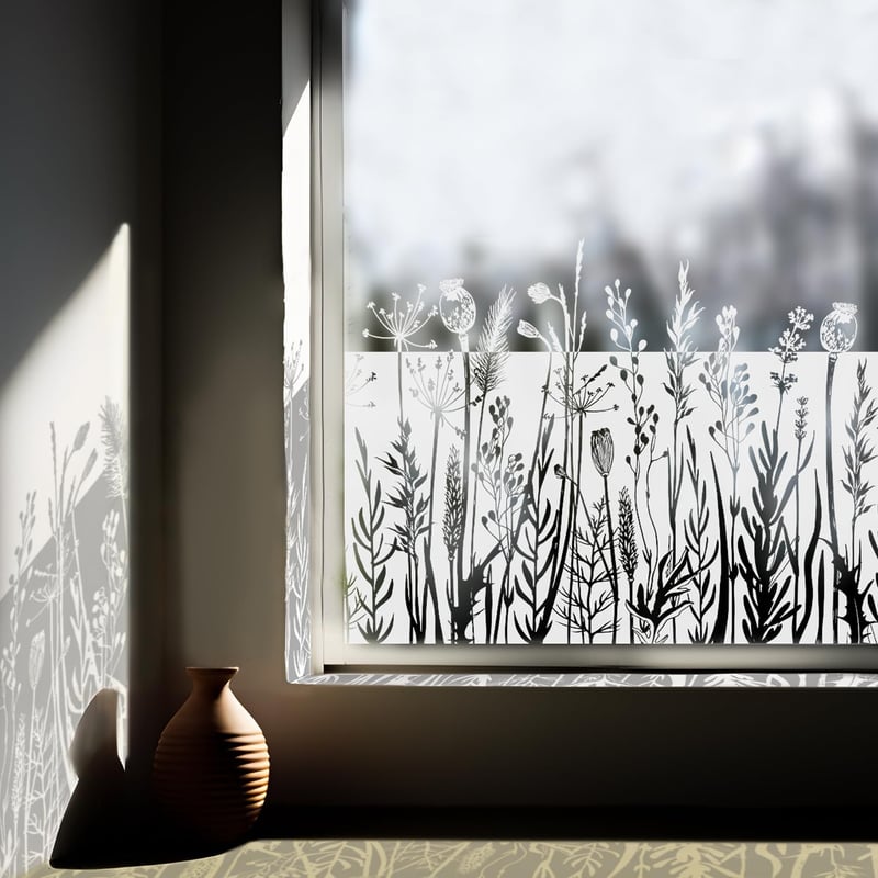neukids Pitypang Ablakfólia, Öntapadós Privát Üvegfólia, Mattított Ablakfilm - 39x150cm, Frosted Flowers-a