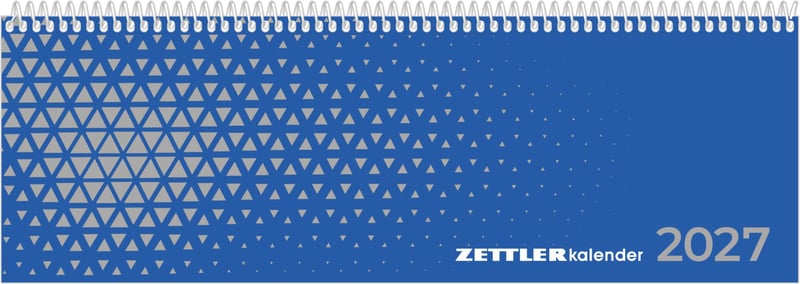 Calendar de birou Neumann Verlage Expert Albastru 2027 – Planificare săptămânală 29,7x10,5 cm, 1 săptămână pe 2 pagini, interval orar 7-19, vedere lunară, calendar de târguri și polen