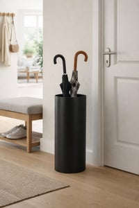 Suport metalic pentru umbrele Neustein, design modern, cu 2 cârlige și tavă de scurgere detașabilă, înălțime 49 cm, diametru 19 cm, pentru casă și birou 4
