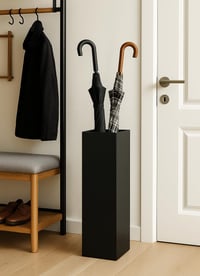 Neustein Fém Esernyőtartó Állvány Modern Dizájn 2 Horoggal és Kivehető Víztálcával Otthonra és Irodába Fekete 15,5x15,5x49 cm 3