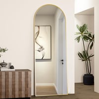 NEUWEABY Ívelt Teljes Alakos Tükör 162x53 cm, Arany Állótükör Alumínium Kerettel, Dönthető Padlótükör Hálószobába és Nappaliba 4