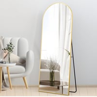 NEUWEABY Ívelt Teljes Alakos Tükör 162x53 cm, Arany Állótükör Alumínium Kerettel, Dönthető Padlótükör Hálószobába és Nappaliba 5
