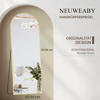 NEUWEABY Ívelt Teljes Alakos Tükör 162x53 cm, Arany Állótükör Alumínium Kerettel, Dönthető Padlótükör Hálószobába és Nappaliba 6