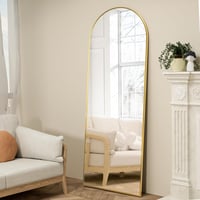 NEUWEABY Ívelt Teljes Alakos Tükör 162x53 cm, Arany Állótükör Alumínium Kerettel, Dönthető Padlótükör Hálószobába és Nappaliba 3
