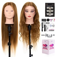 Neverland Beauty 28" Fodrász Gyakorló Fej 60% Valódi Hajjal, Asztalcsipesszel 1