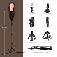 Neverland Beauty Fodrász Gyakorló Fej 71cm Valódi Hajjal Barna + Állvánnyal - Brown 7