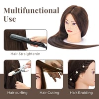 Neverland Beauty Fodrász Gyakorló Fej 71cm Valódi Hajjal Barna + Állvánnyal - Brown 3