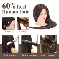 Neverland Beauty Fodrász Gyakorló Fej 71cm Valódi Hajjal Barna + Állvánnyal - Brown 2