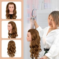 Neverland Beauty & Health 71 cm Fodrász Gyakorló Fej Állvánnyal, 60% Valódi Hajjal Arany Színű Baba Fej Fodrászképzéshez - golden 8