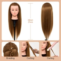 Neverland Beauty & Health 71 cm Fodrász Gyakorló Fej Állvánnyal, 60% Valódi Hajjal Arany Színű Baba Fej Fodrászképzéshez - golden 3