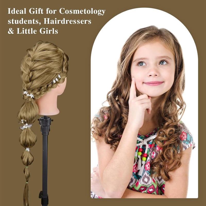 Neverland Beauty & Health 71cm szőke gyakorló fejmodell valódi hajjal, tartóval